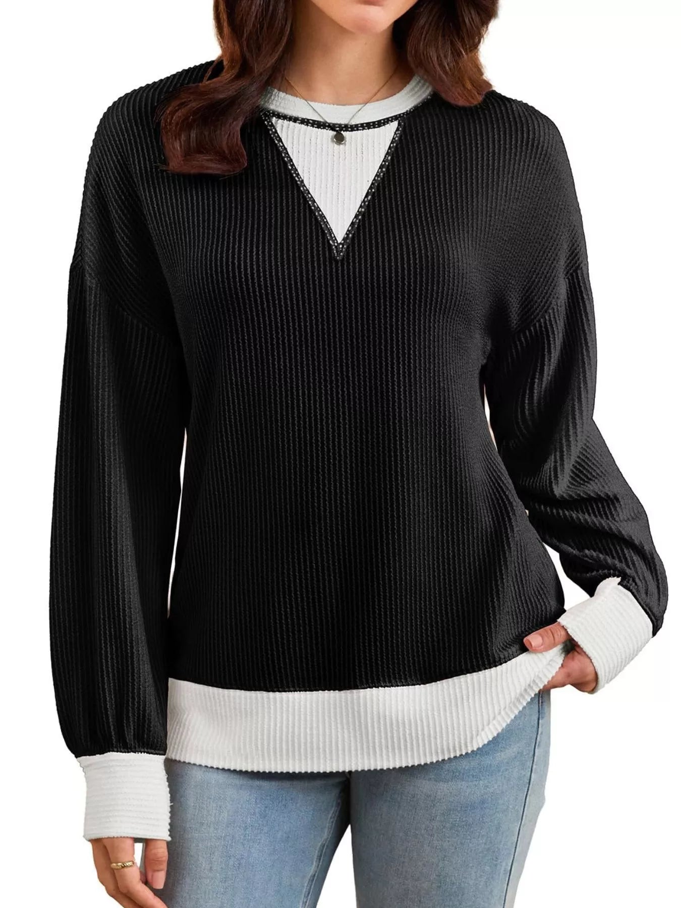 Sarah Express Women's Contrast Dropped Shoulder Sweatshirt