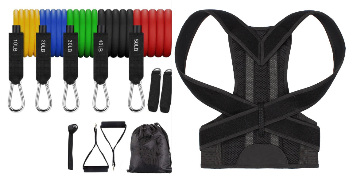 Sarah Express Adjustable Back Posture Corrector Belt - Anti-Humpback Support Brace for Men & Women Black set