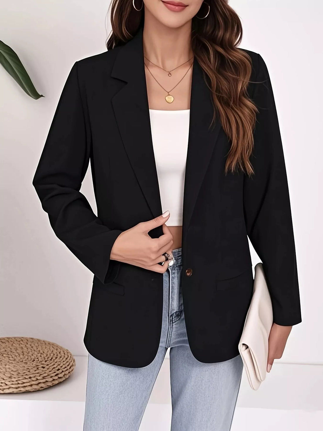 Women's Plus Size Lapel Collar Single-Button Blazer - Professional Workwear Guide