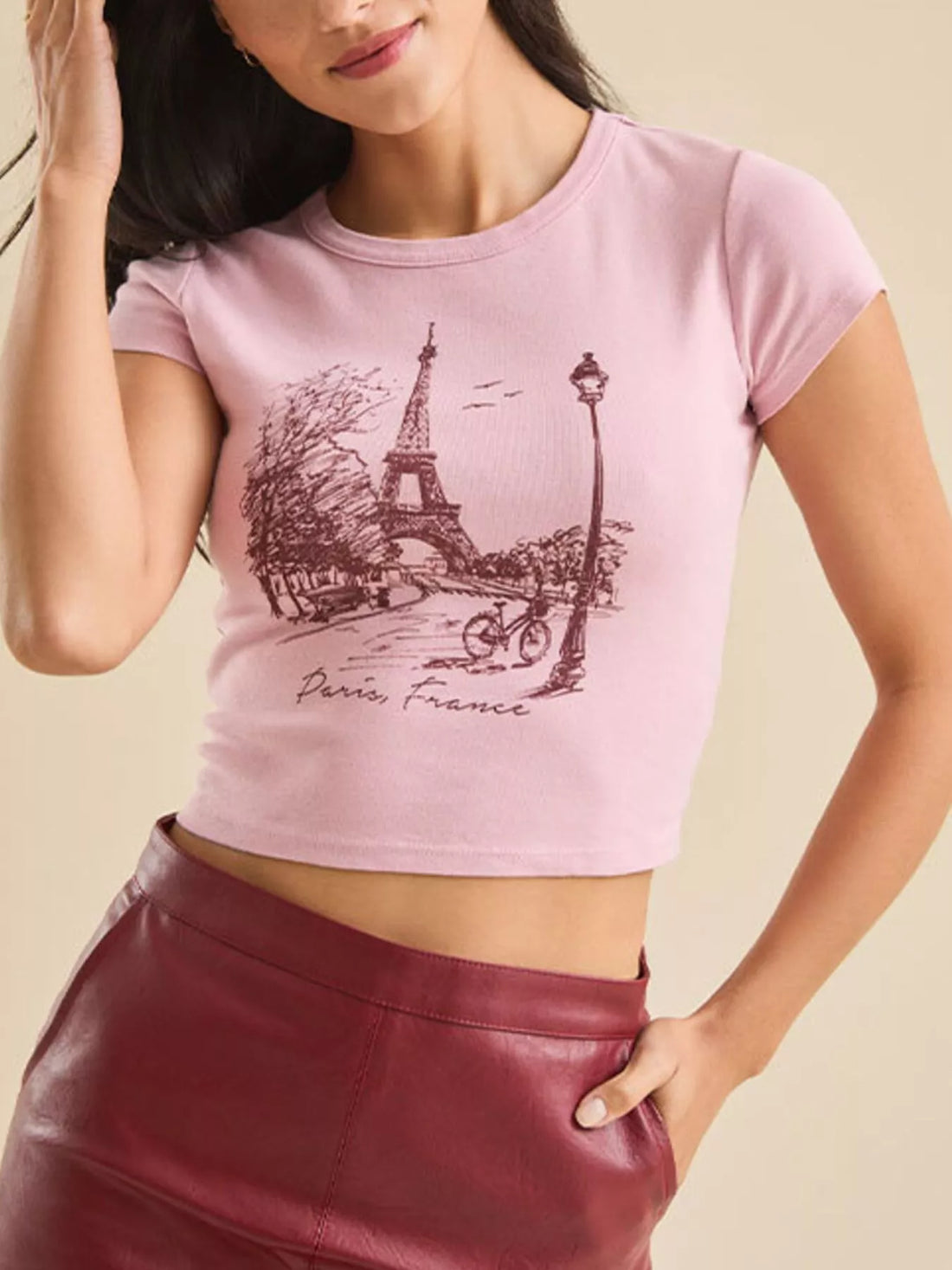 Women's Graphic Round Neck Crop T-Shirt - 2026 Fashion Trends Style Guide