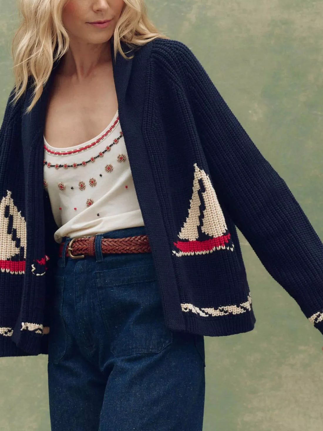 Women's Open Front Long Sleeve Cardigan Styling Guide - Navy and Beige Options