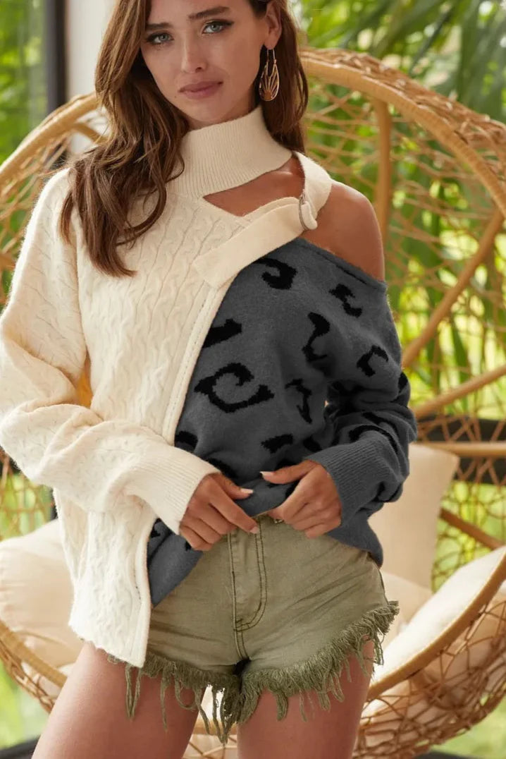 Sarah Express One Shoulder Asymmetrical Sweater: Where Cable Knit Tradition Meets Modern Edge