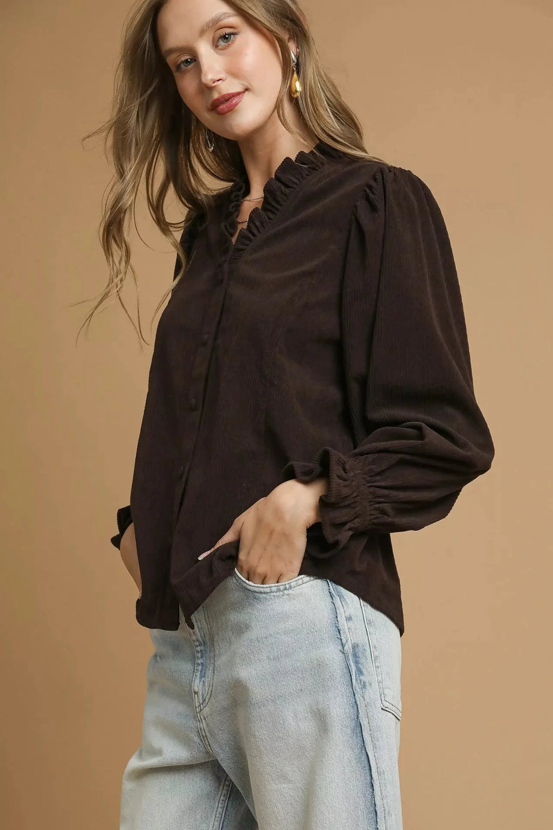 Sarah Express Corduroy Ruffle Shirt: The Romantic Fall Essential That's Taking Over