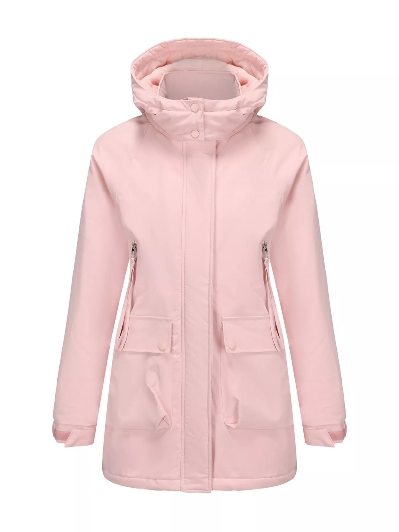 Sarah Express Women's Zip Up Hooded Parka Jacket - Plus Size Outerwear Pink