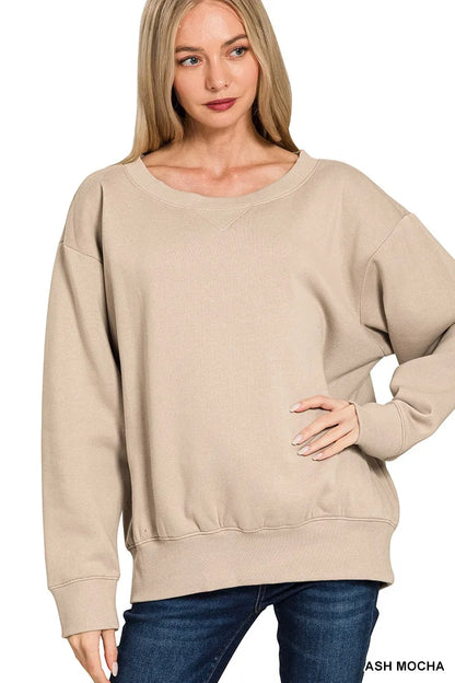 Sarah Express Women's Fleece Boat Neck Sweatshirt ASH MOCHA