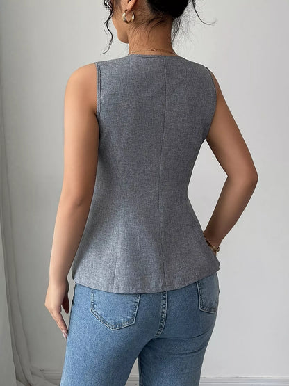 Sarah Express Women's Floral Button Front Vest Coat