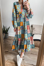 Sarah Express Women's Floral Checkered V-Neck Dress