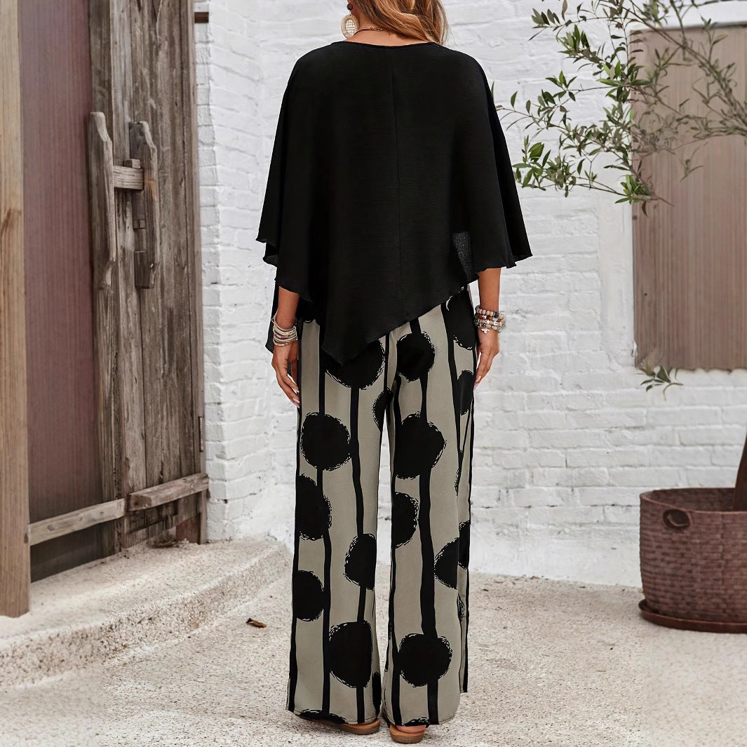 Sarah Express Women's Two-Piece Set Abstract Print Top Pants Summer