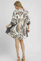 Sarah Express Women’s Abstract Print Kimono Sleeve Mini Dress Casual
