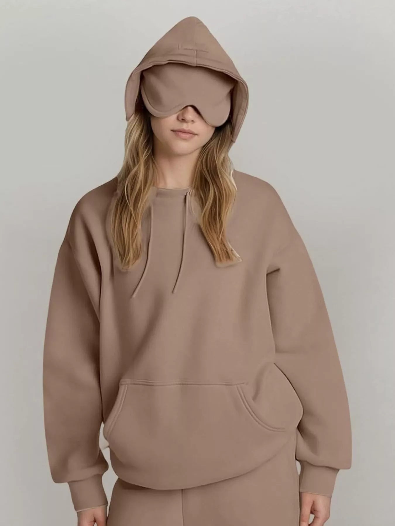 Sarah Express Women's Oversized Kangaroo Pocket Long Sleeve Hoodie Mocha
