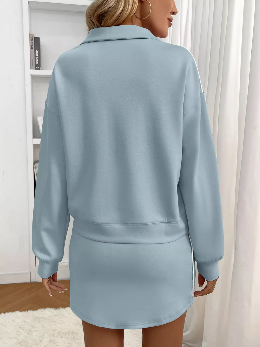 Sarah Express Women's Dropped Shoulder Top and Skirt Set