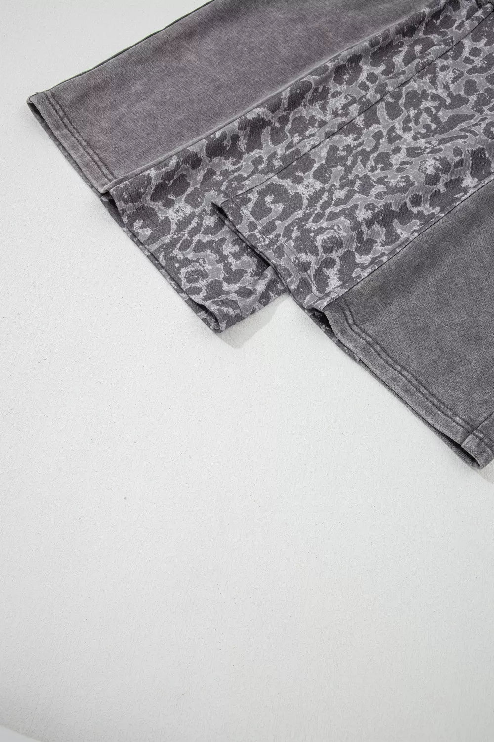 Sarah Express Women's Mineral Wash Leopard Patchwork Loose Pants