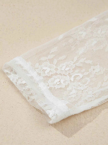 Sarah Express Women's Sheer Floral Lace Ruffle Tiered Blouse Set - 2 Piece