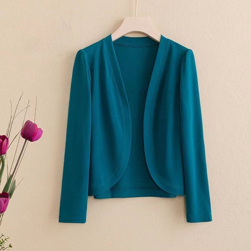 Sarah Express Shawl Collar Short Cardigan Lightweight Slim Fit Solid Color