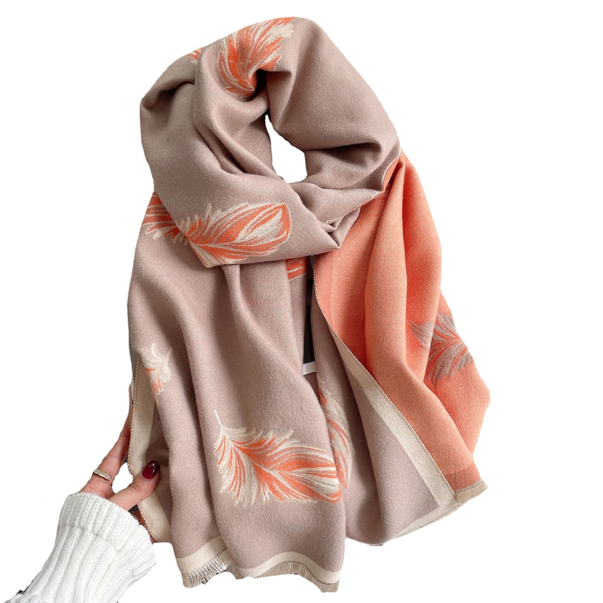 Sarah Express Women's Oversized Cashmere-Like Scarf Shawl Jacquard Tassel Fringe