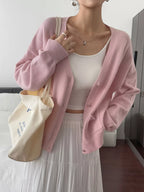 Sarah Express Women's V-Neck Button-Down Cardigan with Pockets