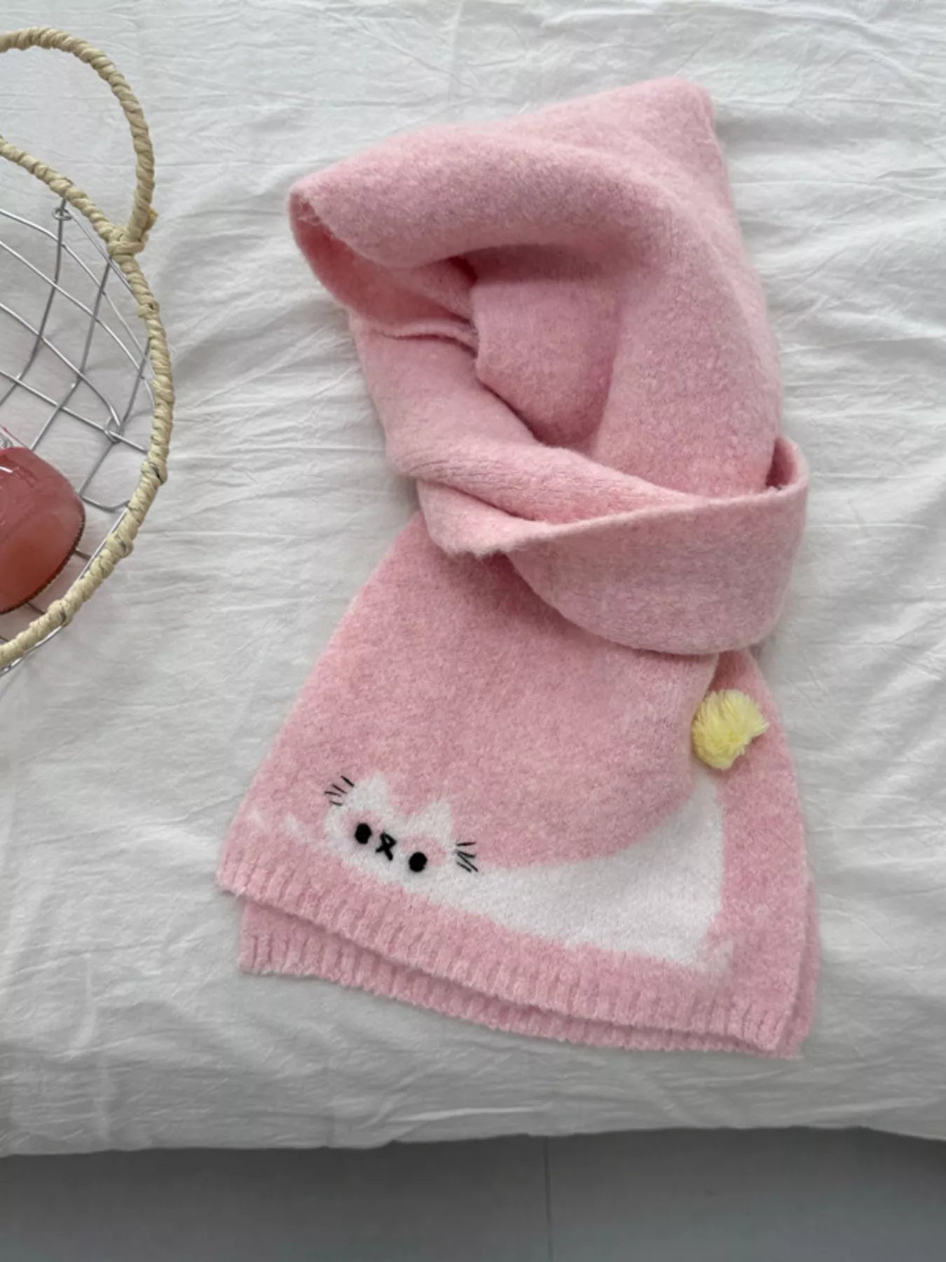 Sarah Express Women's Cute Cat Knitted Scarf Pink ONESIZE