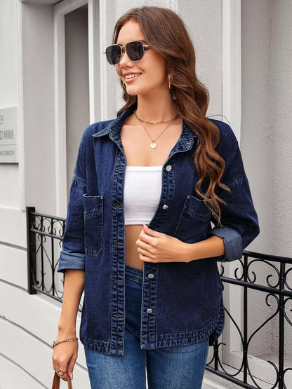 Sarah Express Women's Vintage Wash Button-Down Denim Jacket