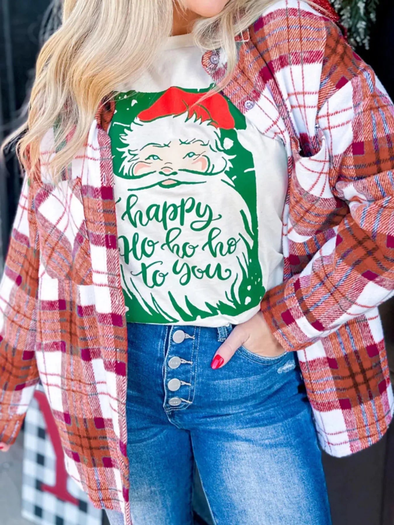 Sarah Express Women's Plaid Button-Down Long Sleeve Shacket Fuchsia Pink