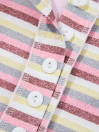 Sarah Express Women's Exposed Seam Color Block Striped Patchwork Loose Henley Sweatshirt