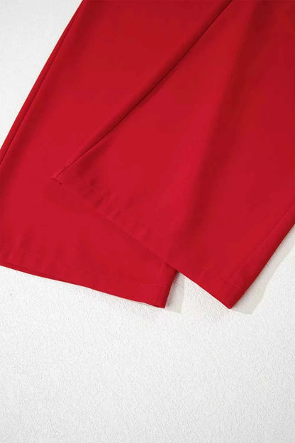 Sarah Express Women's High Waist Pleated Pants - Loose Straight Leg Trousers