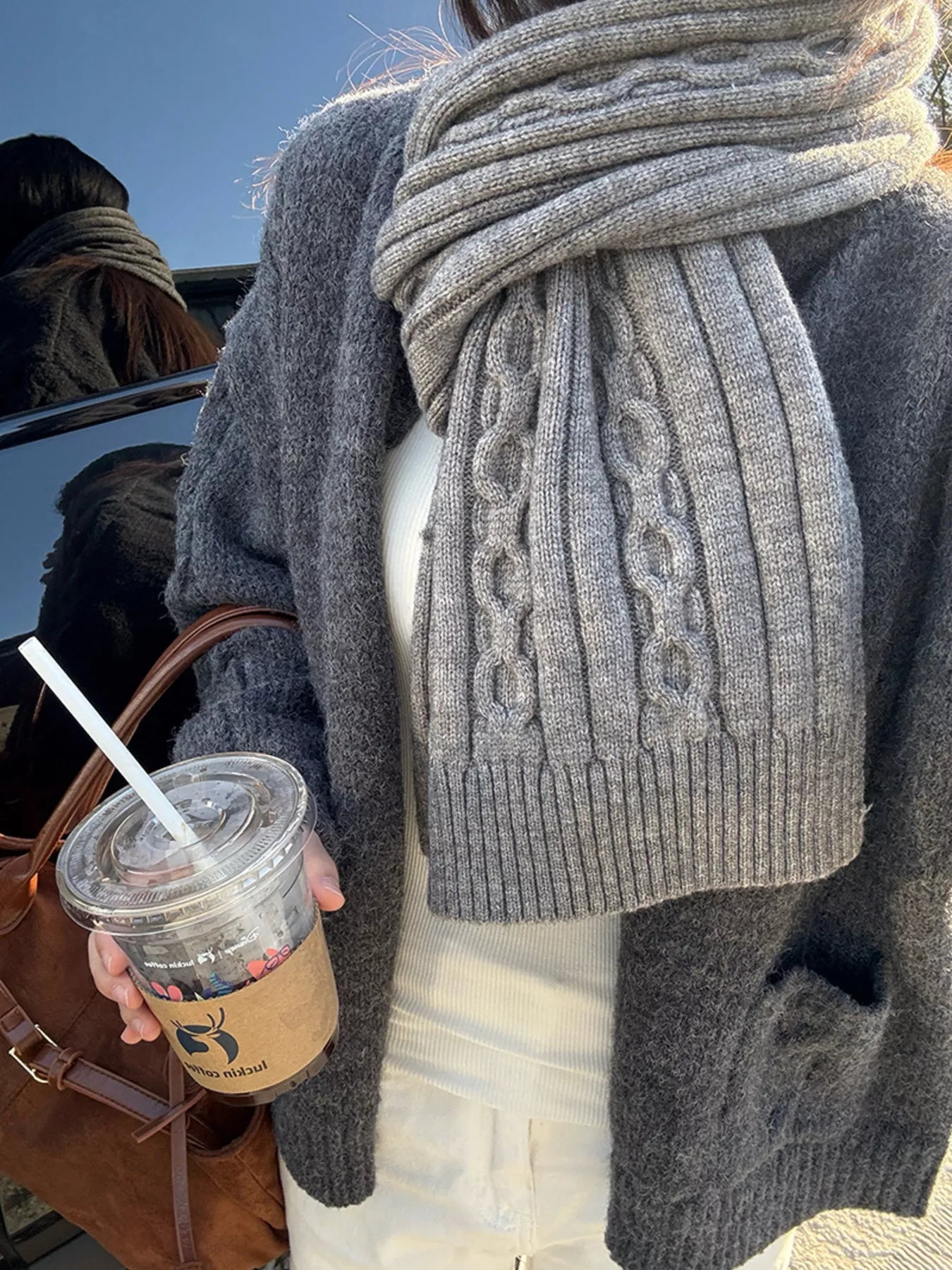 Sarah Express Women's Textured Knit Winter Scarf - Cozy Warm Infinity Scarf