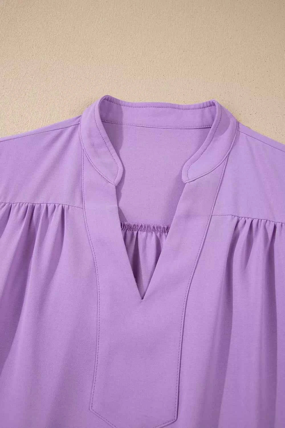 Sarah Express Women's V-Neck Puff Sleeve Blouse - Summer Fashion Top