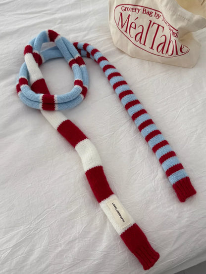 Sarah Express Women's Striped Knitted Warm Scarf - Cozy Winter Accessory