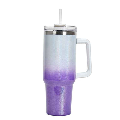 Sarah Express Stainless Steel Vacuum Insulated Water Bottle - Large Capacity Double Layer Thermal Cup 27.5cm White Purple