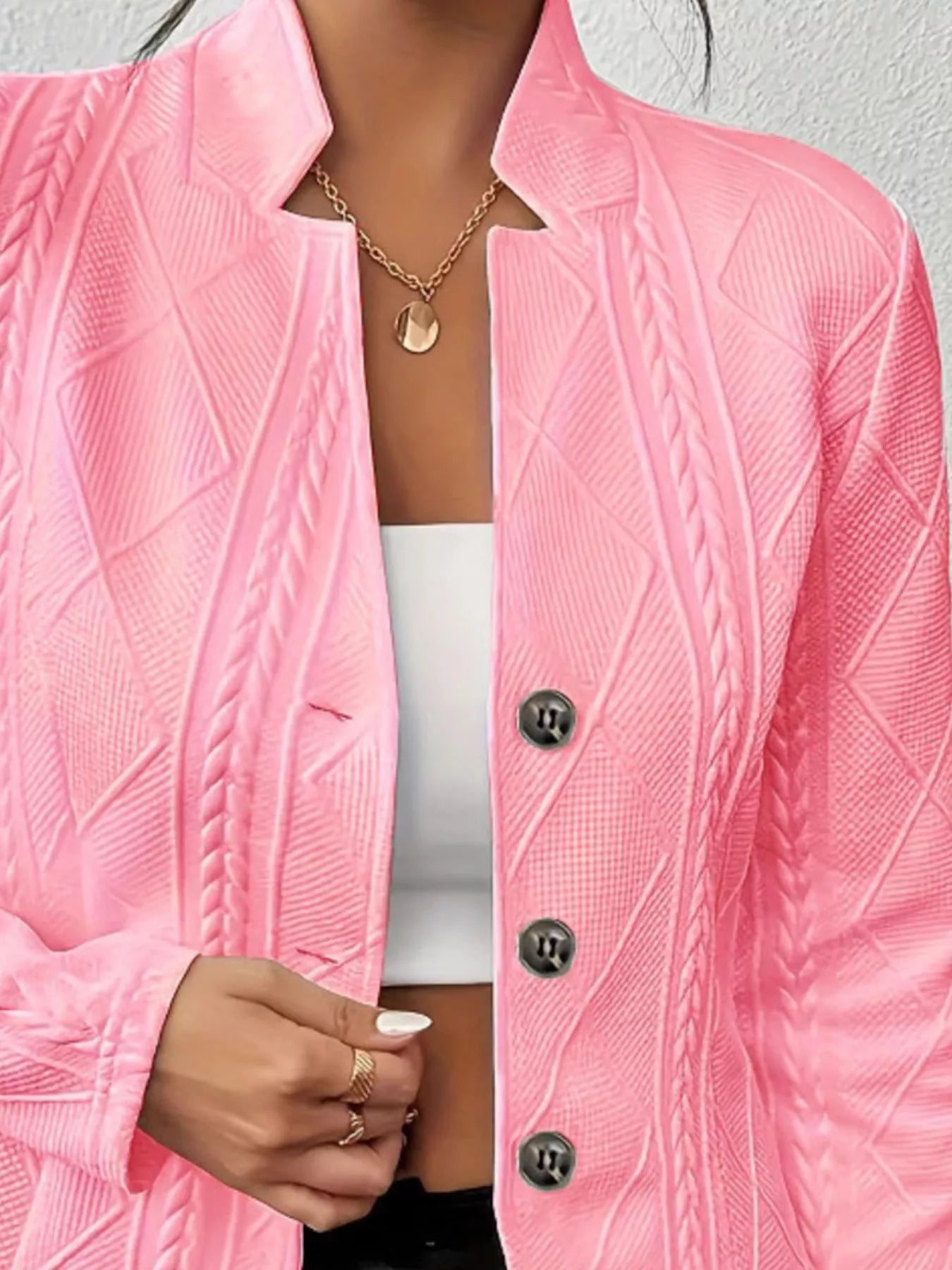 Sarah Express Women's Textured Knit Button-Front Blazer