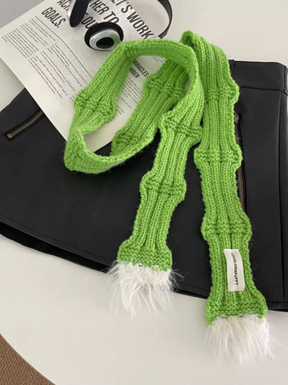 Sarah Express Women's Knitted Plush Trim Scarf