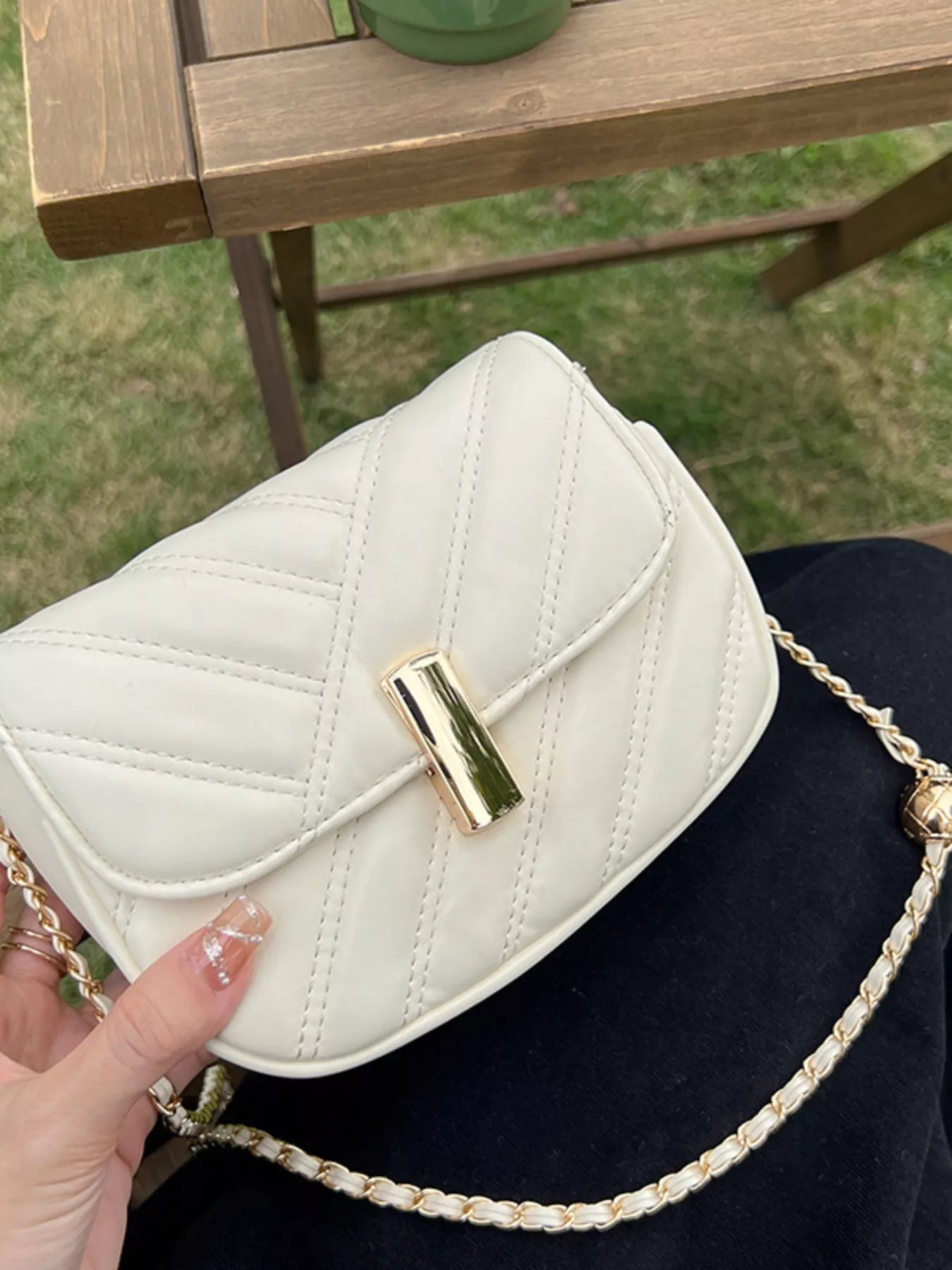 Sarah Express Women's Quilted Flap Chain Crossbody Bag