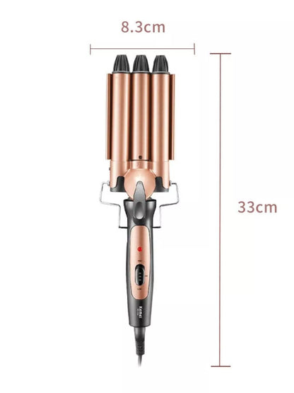 Sarah Express 3-Barrel Curling Iron - Professional Triple Barrel Hair Waver for Beach Waves