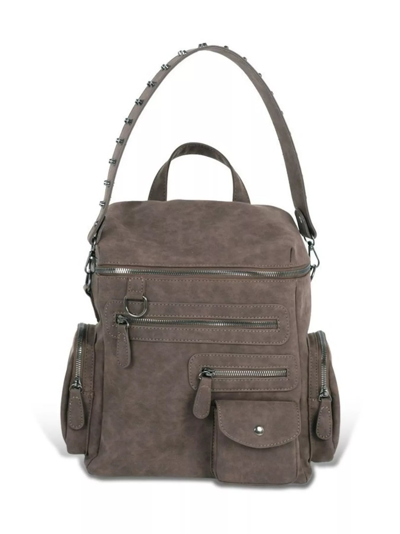 Sarah Express Women's Multi-Pocket Studded Convertible Backpack Bag