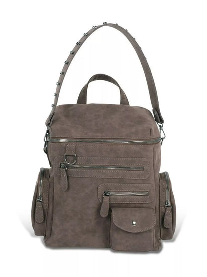 Sarah Express Women's Multi-Pocket Studded Convertible Backpack Bag