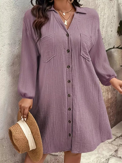 Sarah Express Women's Plus Size Casual Button-Down Shirt Dress