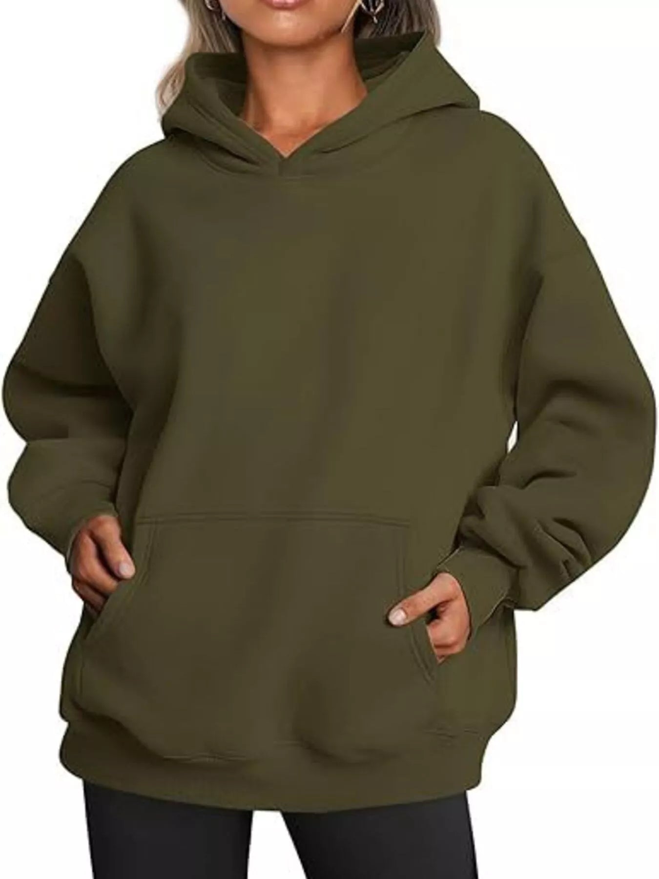 Sarah Express Women's Kangaroo Pocket Long Sleeve Hoodie Military Green