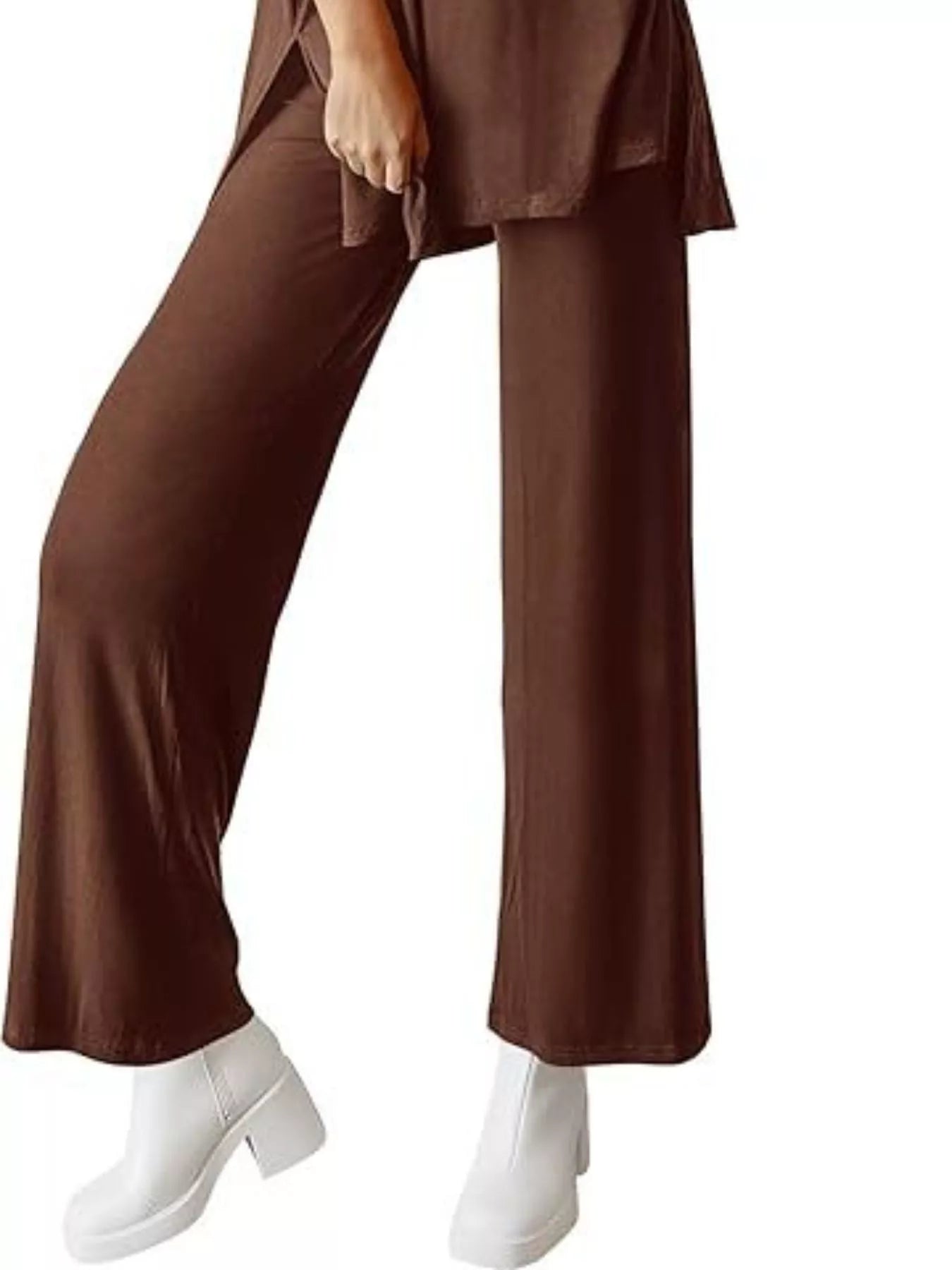 Sarah Express Relaxed Fit Round Neck Top and Pants Two-Piece Lounge Set