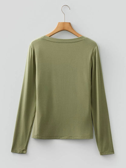 Sarah Express Women's Solid Color Long Sleeve Fitted Top