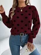 Sarah Express Women's Polka Dot Round Neck Sweater