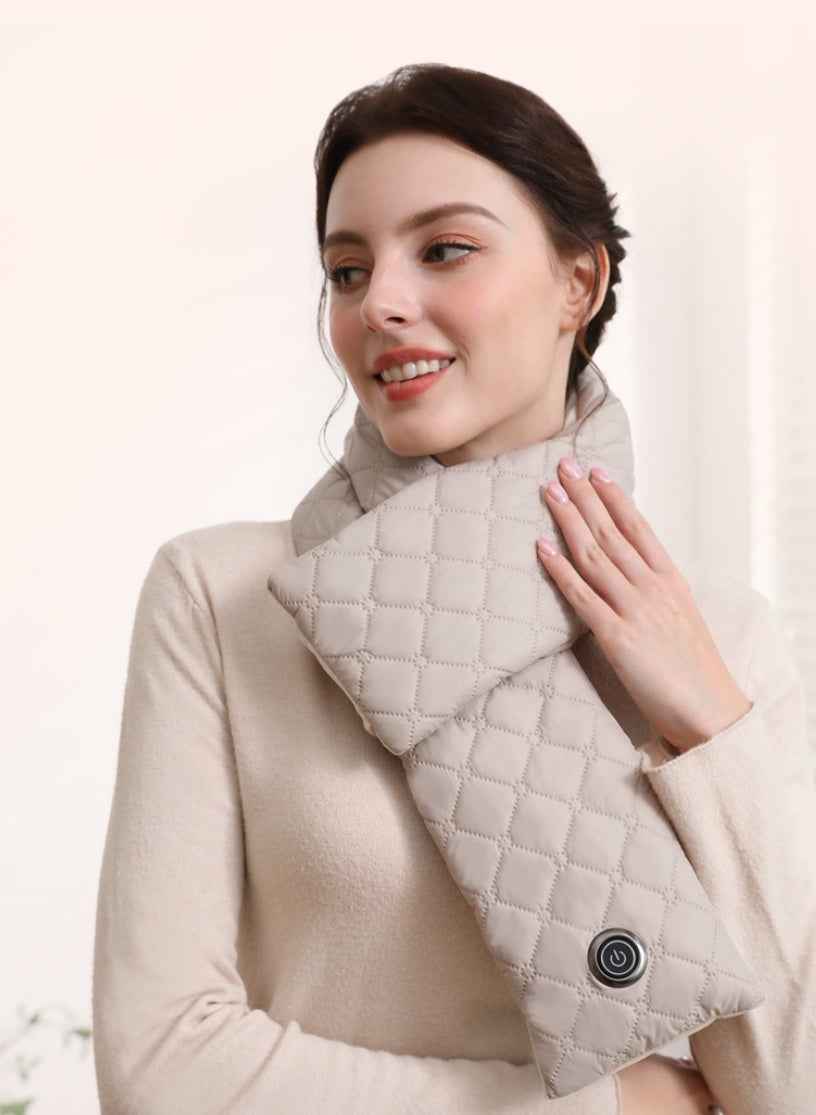 Sarah Express Women's Electric Heated Scarf USB Rechargeable Neck Warmer 3 Temperature Settings Winter Thermal Shawl