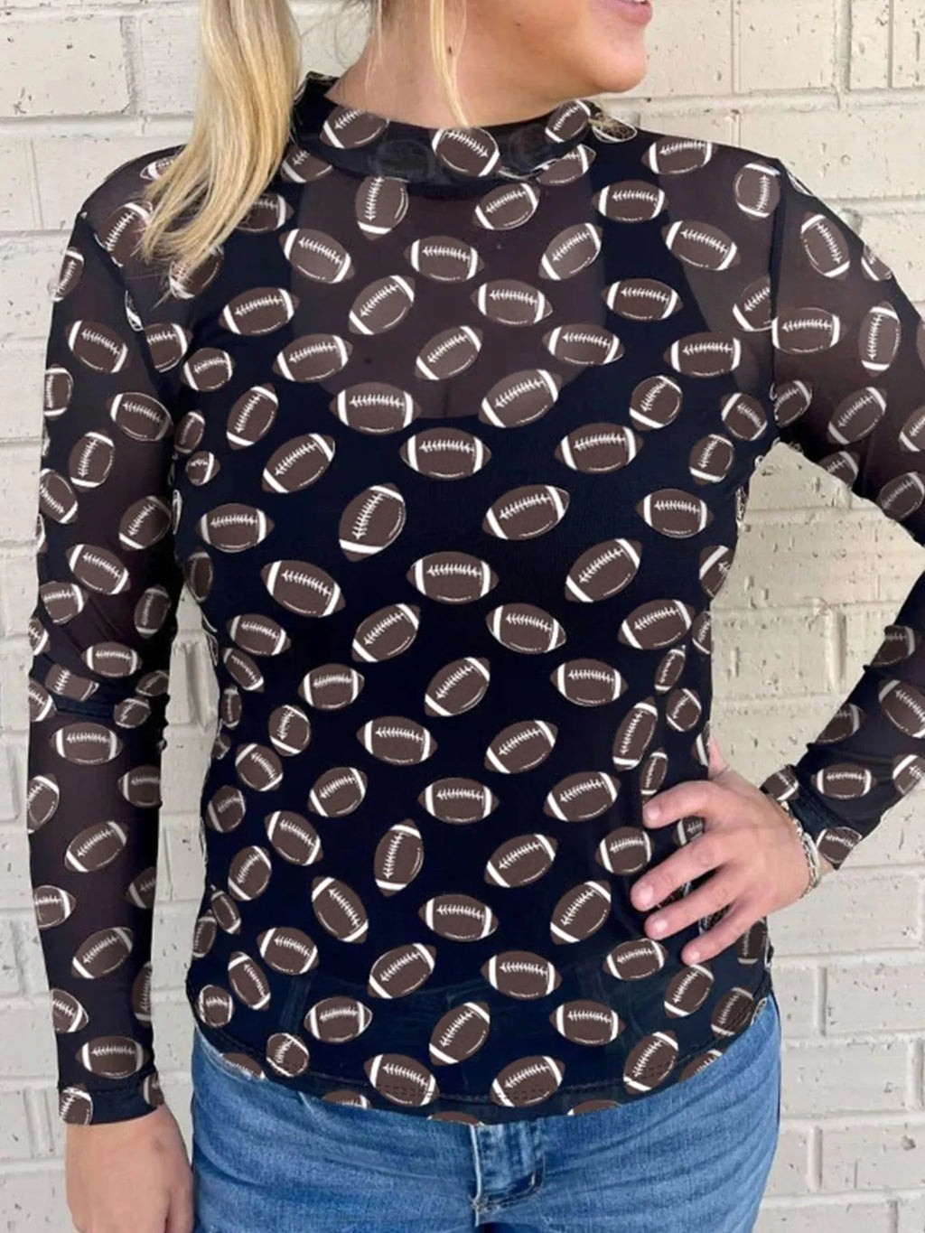 Sarah Express Women's Game Day Football Print Long Sleeve T-Shirt