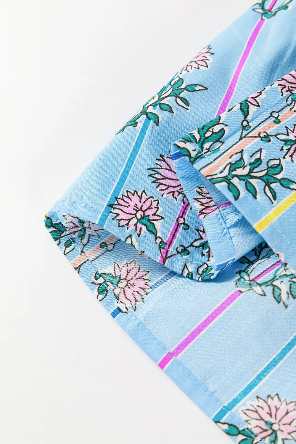 Sarah Express Women's Smocked Floral Print Tie Neck Blouse