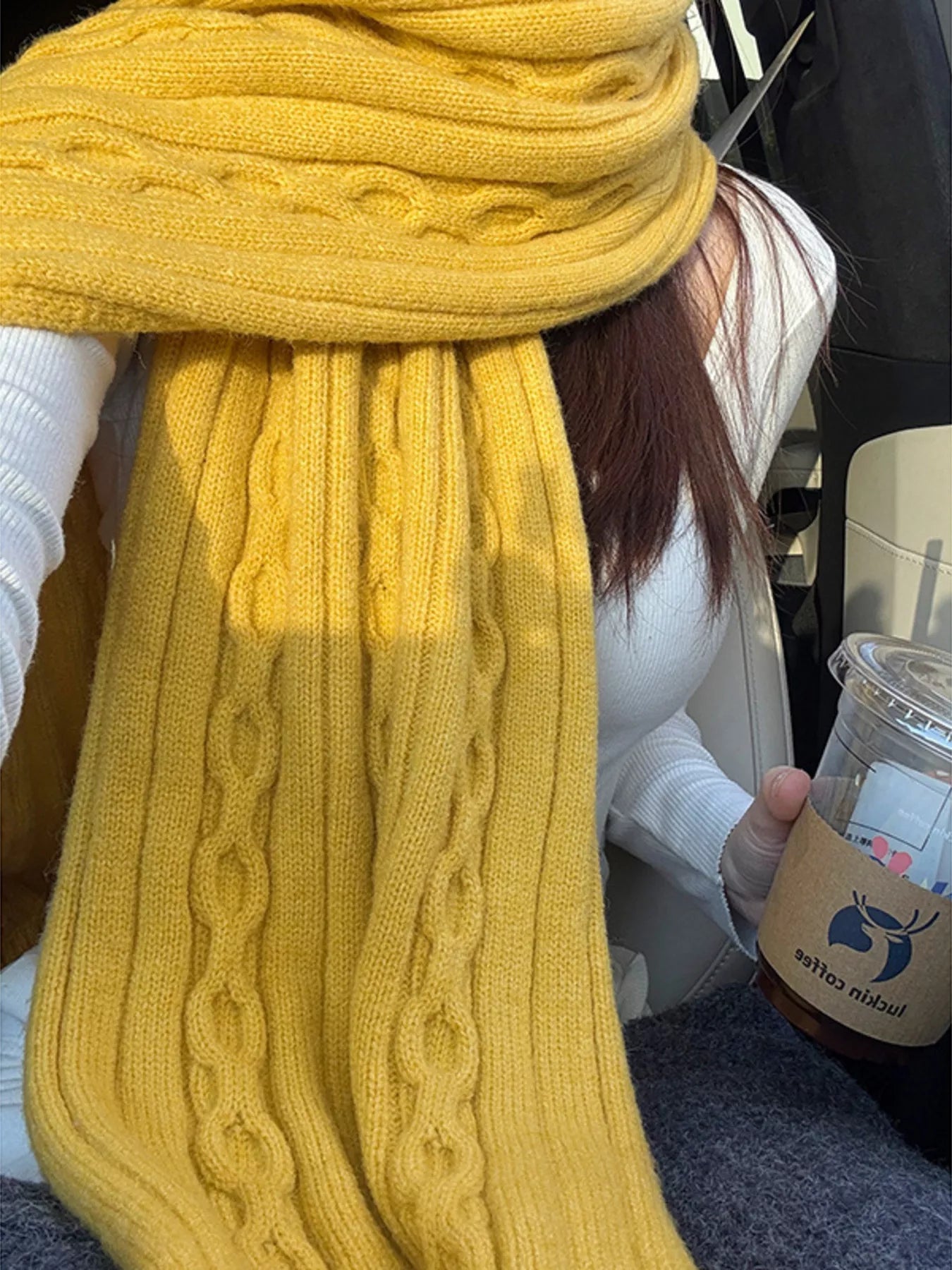 Sarah Express Women's Textured Knit Winter Scarf - Cozy Warm Infinity Scarf Yellow ONESIZE