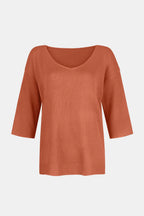 Sarah Express Women's V-Neck Three-Quarter Sleeve Knit Top
