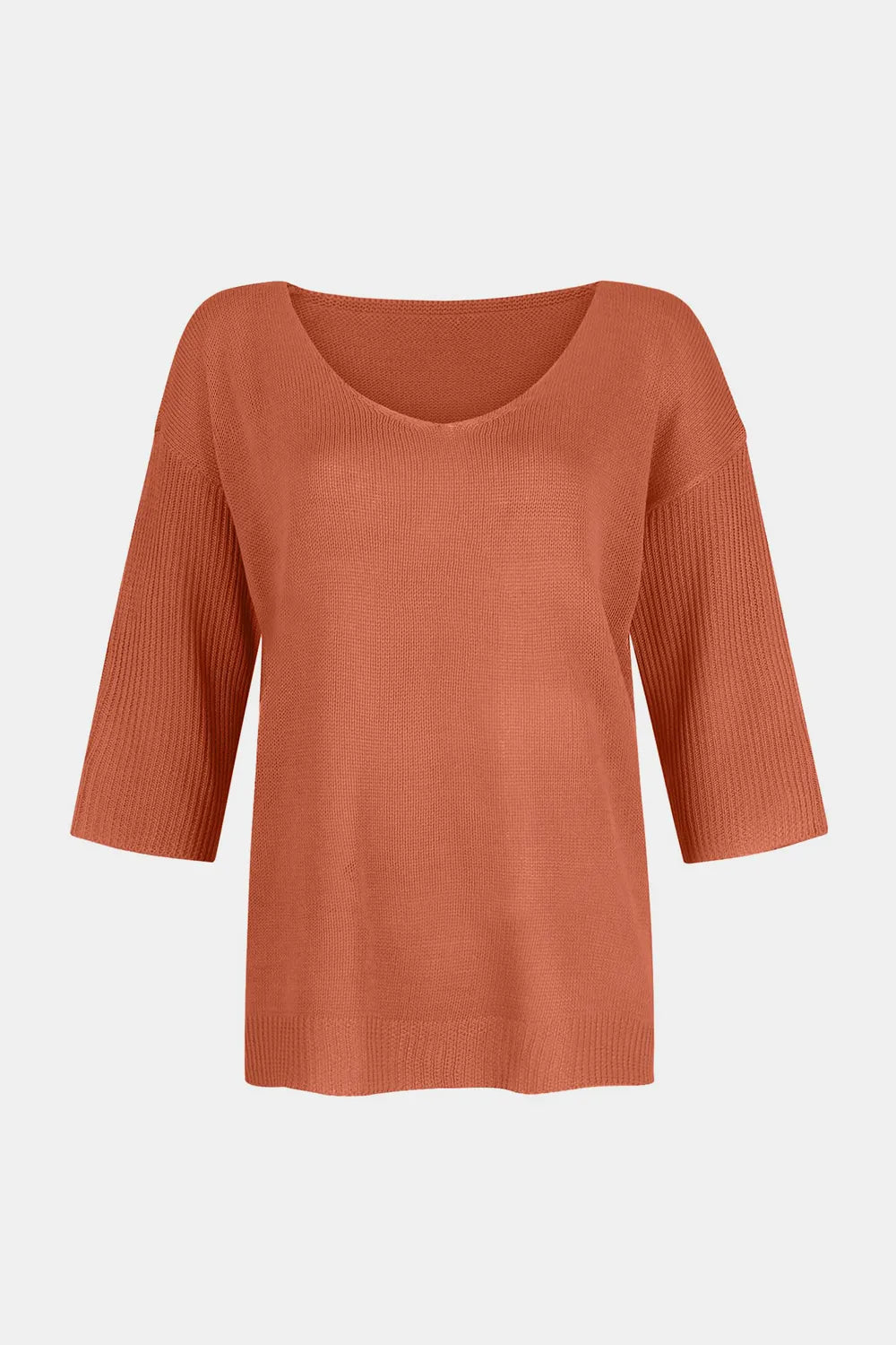 Sarah Express Women's V-Neck Three-Quarter Sleeve Knit Top