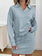 Sarah Express Women's Dropped Shoulder Top and Skirt Set