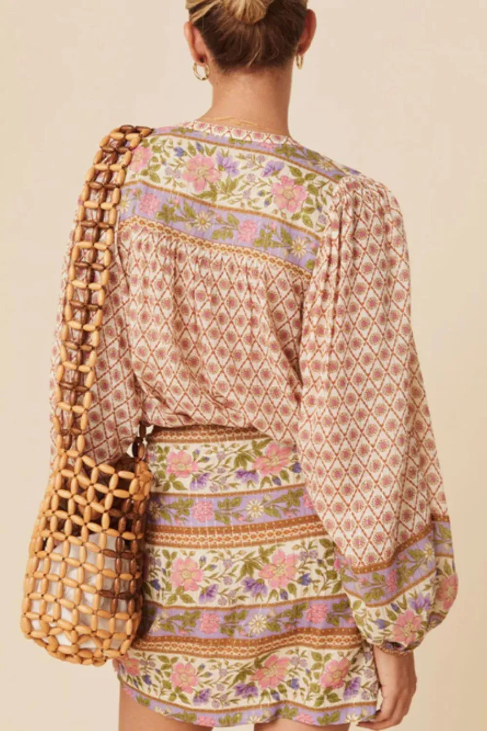 Sarah Express Women's Printed Button Down Long Sleeve Shirt