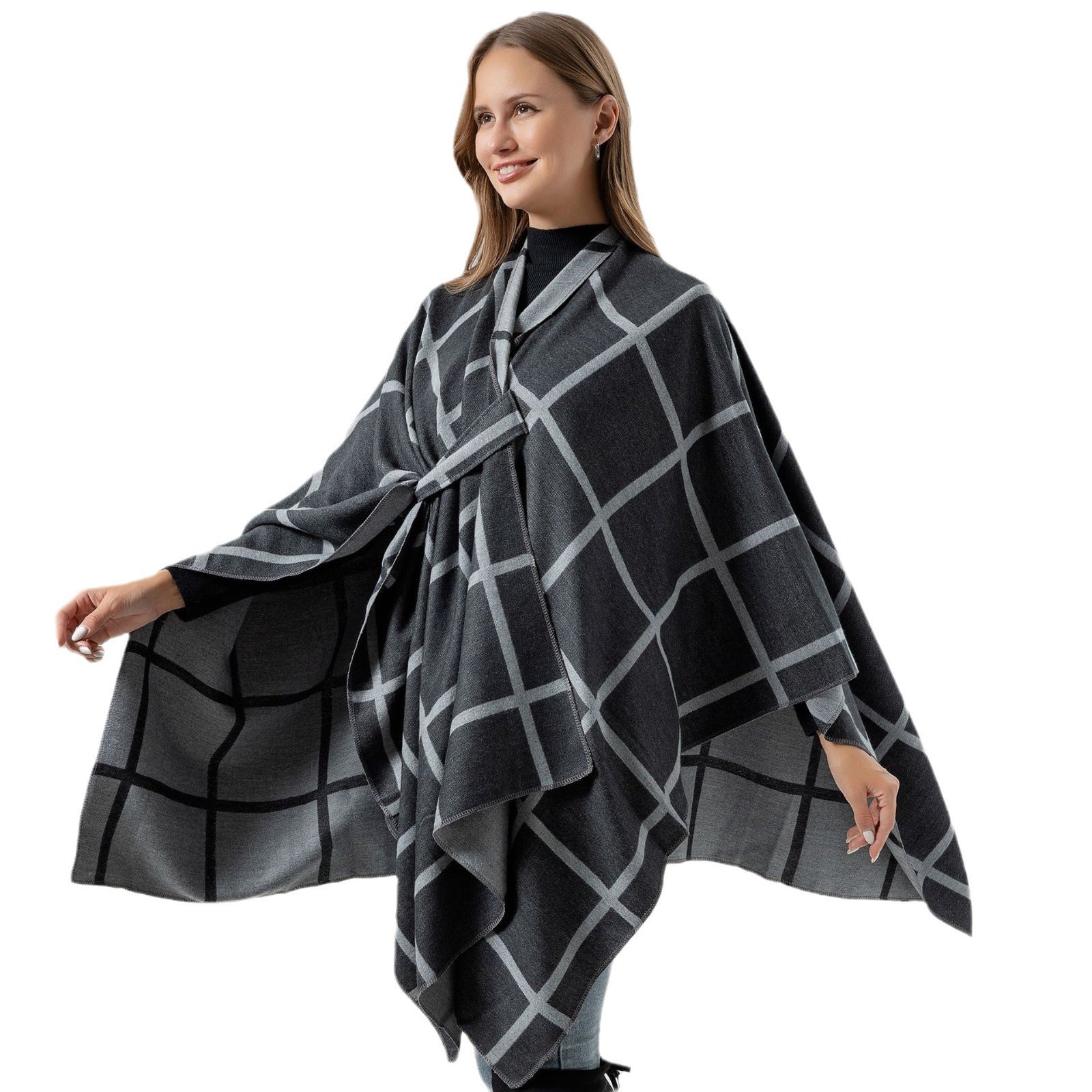 Sarah Express Women's Gingham Check Warm Scarf - Oversized Plaid Shawl Fall Winter Accessory