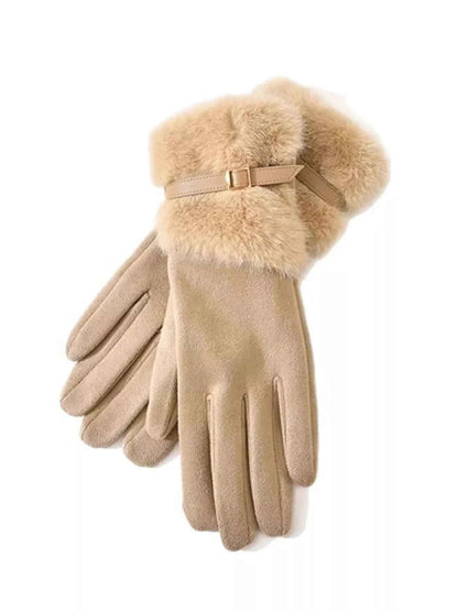 Sarah Express Women's Faux Fur Cuff Gloves - Cozy Winter Accessory